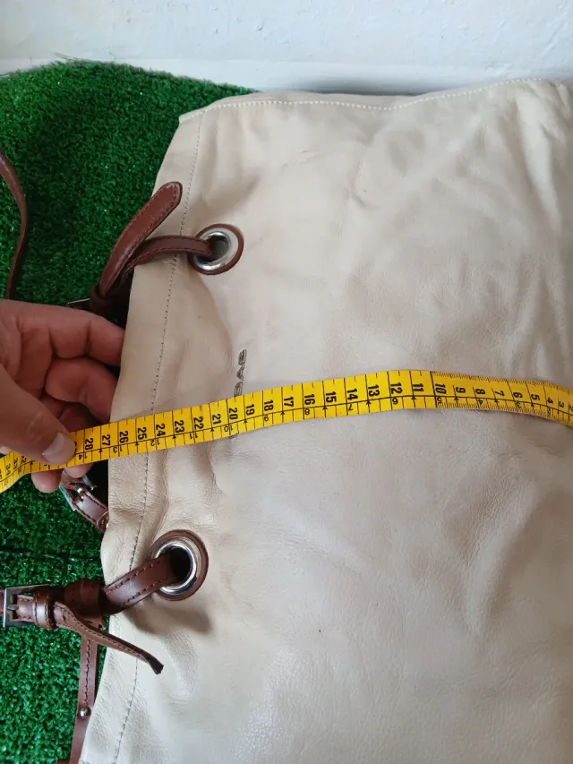 Bolso Bridas Piel Beige Marrón