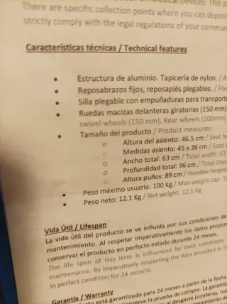 Silla de ruedas nueva sin usar