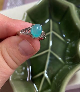 Anillo Amazonita y Zamak .Ajustable