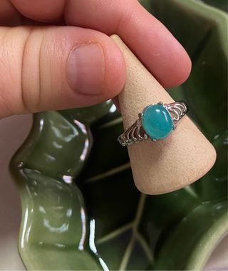 Anillo Amazonita y Zamak .Ajustable