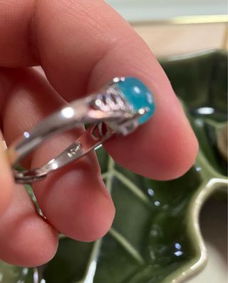 Anillo Amazonita y Zamak .Ajustable