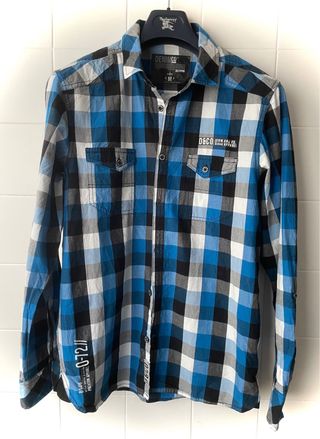 Camisa Denim Co. cuadros azul y negro Talla M