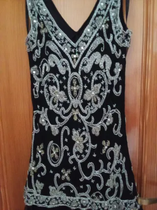 Vestido fiesta negro lentejuelas plata