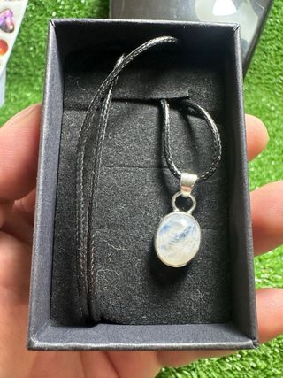 Collar Piedra Luna Azul y Plata