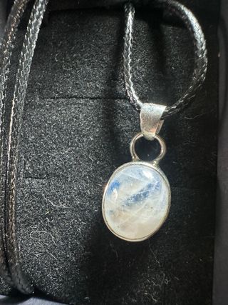 Collar Piedra Luna Azul y Plata