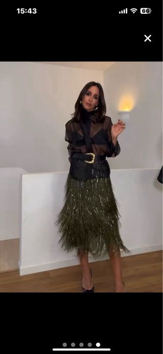 Falda Zara flecos lentejuelas Talla  XL