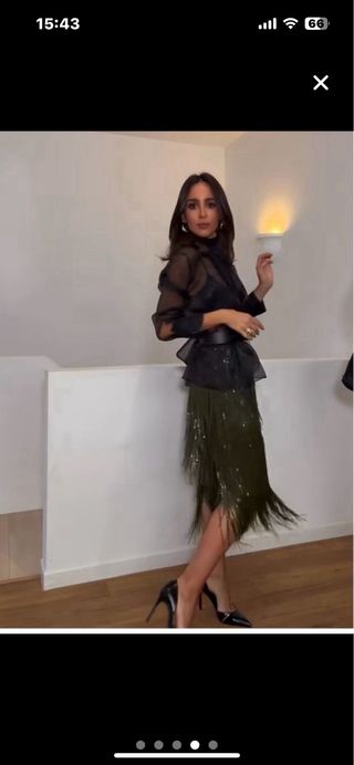 Falda Zara flecos lentejuelas Talla  XL