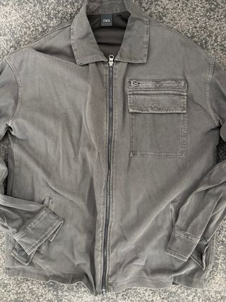 Sobrecamisa Zara Lona Gris