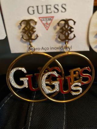 Pendientes Guess Aro Dorados con Brillantes