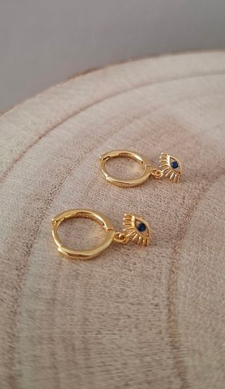 Pendientes aro dorado plata 925 ojo de la suerte