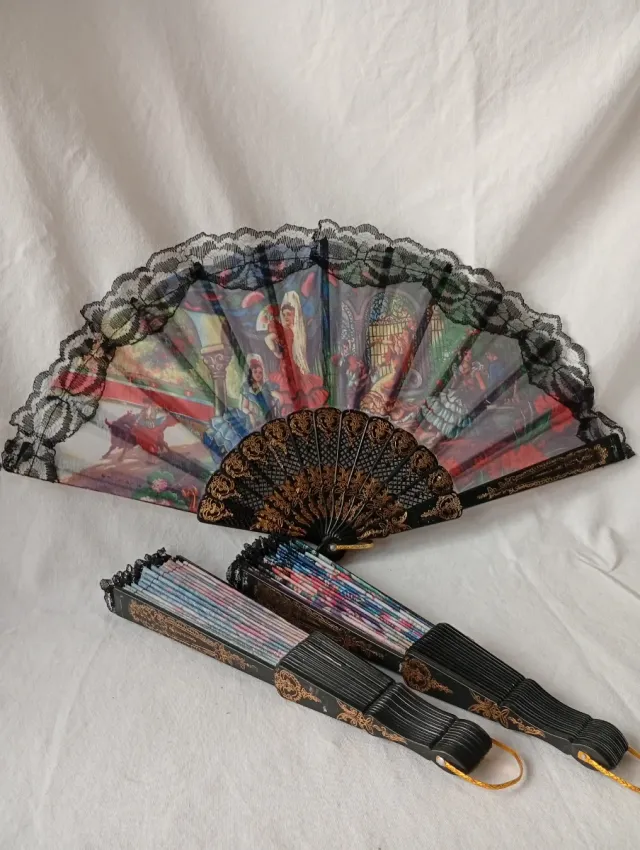 2 Abanicos Negros Recuerdo España