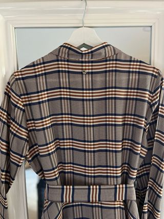 Vestido Pedro del Hierro xadrez castanho e cinza