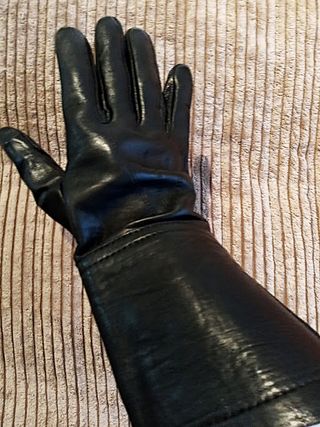 GUANTES LARGOS NEGROS MOTORISTA LEATHER O DISFRAZ
