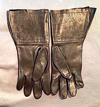 GUANTES LARGOS NEGROS MOTORISTA LEATHER O DISFRAZ