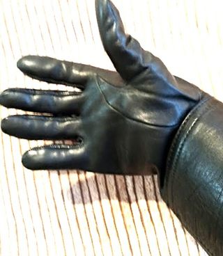 GUANTES LARGOS NEGROS MOTORISTA LEATHER O DISFRAZ