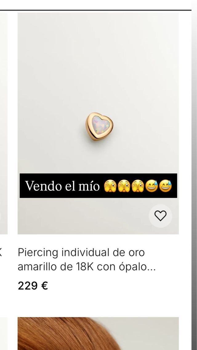 Piercing oro 18K con ópalo corazón