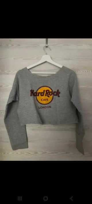 Sudadera Hard Rock Cafe London Gris Crop Top