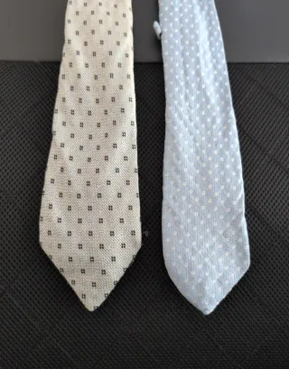 Corbatas Elegantes Hombre Beige y Azul