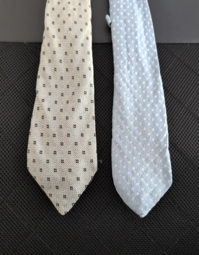2 Corbatas Elegantes Hombre Beige y Azul