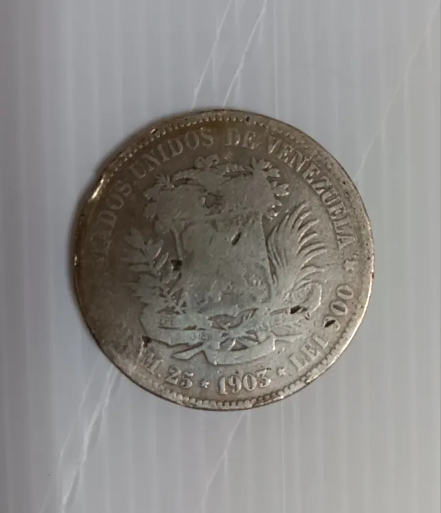 Moneda Venezuela 5 Bolívares Plata (1903)