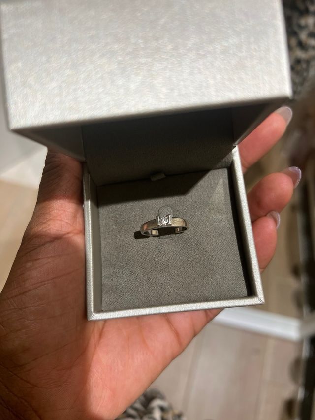 Anillo Solitario Oro Blanco 18k Diamante Natural