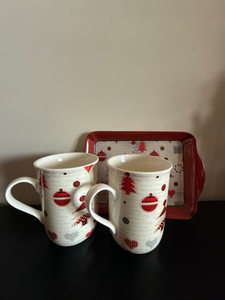 Set 2 tazze VD Home con vassoio Natale