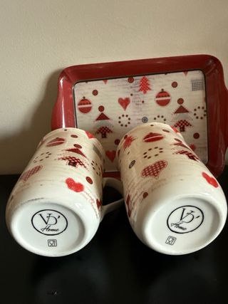 Set 2 tazze VD Home con vassoio Natale