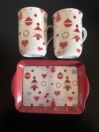 Set 2 tazze VD Home con vassoio Natale