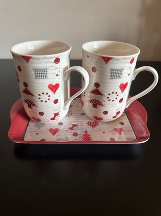 Set 2 tazze VD Home con vassoio Natale