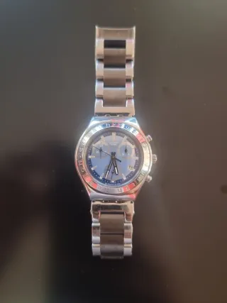 Reloj Swatch Irony Cronógrafo Azul Plateado