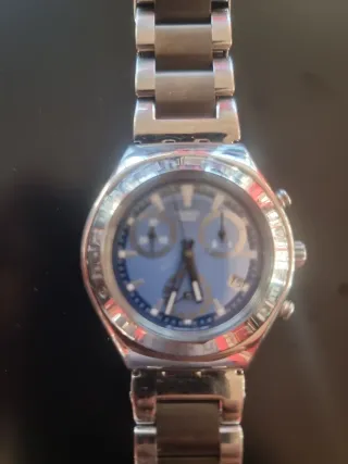 Reloj Swatch Irony Cronógrafo Azul Plateado