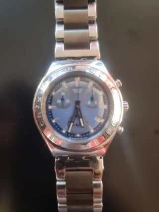 Reloj Swatch Irony Cronógrafo Azul Plateado