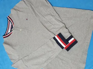 Polo Tommy Hilfiger manga larga gris
