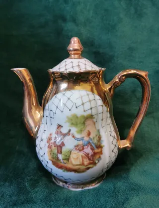 Servizio Caffè Porcellana Vintage Oro Bianco