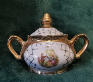 Servizio Caffè Porcellana Vintage Oro Bianco