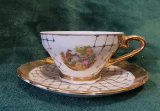 Servizio Caffè Porcellana Vintage Oro Bianco
