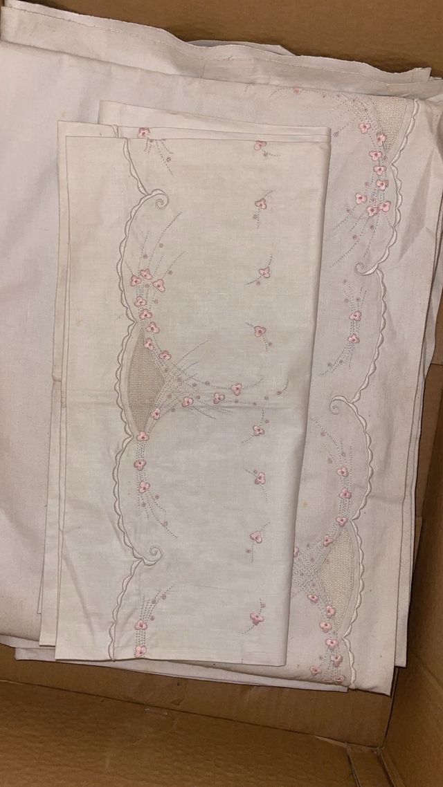 Juego Sábanas Cama 1.35cm Encaje Beig Lino Vintage