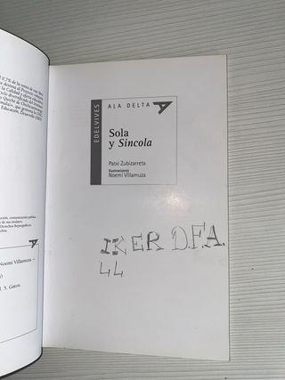 Libro Sola y Sincola Edelvives Ala Delta