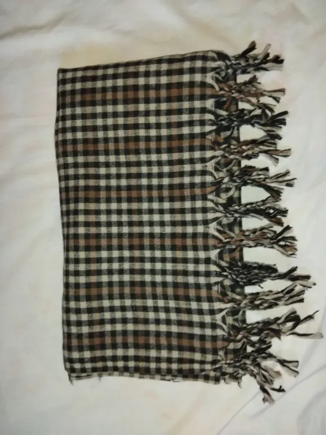 Bufanda cuadros marrón y gris