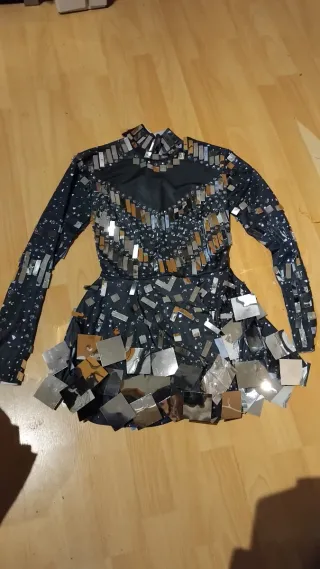 Vestido Ballet/Patinaje Negro con Lentejuelas