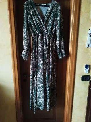 Vestito lungo verde fantasia