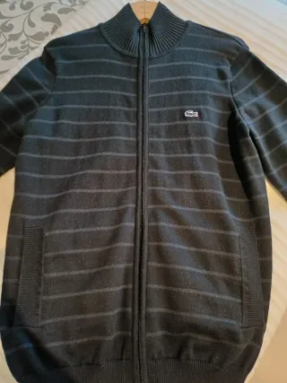 Jersey Nuevo Lacoste Original cremallera negro/gri