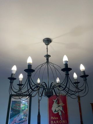 Lampadario vintage ferro battuto 8 luci