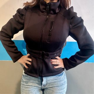 Chaqueta Zara Neopreno Negra Talla M