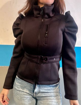 Chaqueta Zara Neopreno Negra Talla M