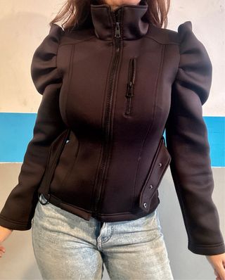 Chaqueta Zara Neopreno Negra Talla M