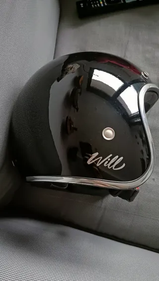 Casco Moto Negro Estilo Retro