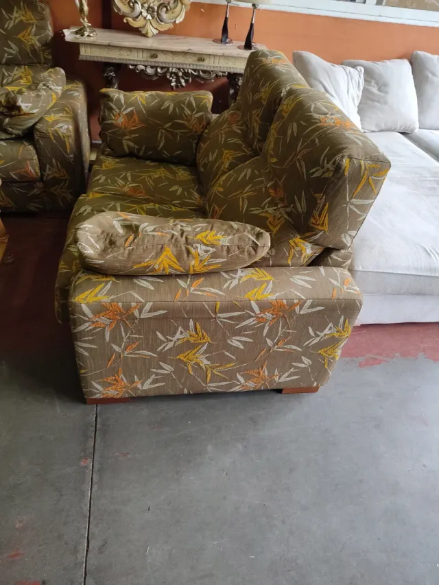 Juego de Sofás de Tela y Madera