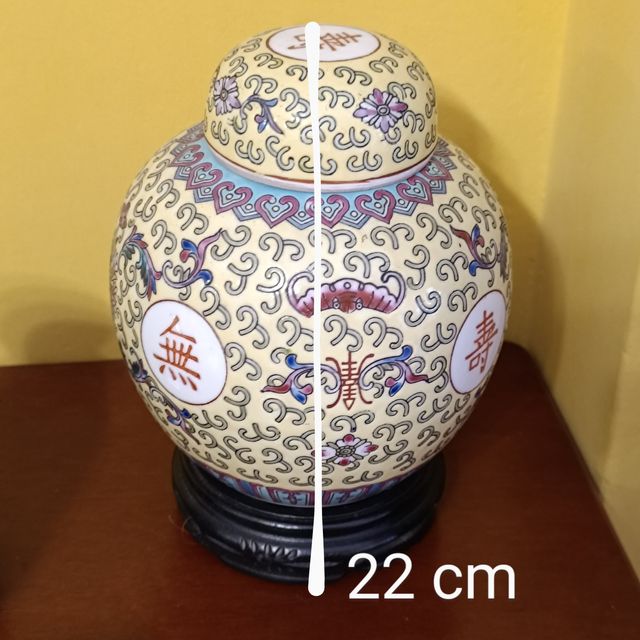 Jarrón Tibor Chino Multicolor Cerámica