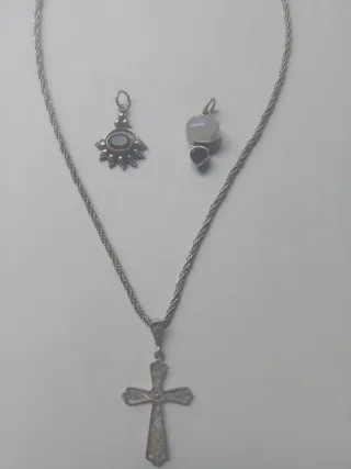 Lote Plata Antigua Colgantes y Cadena